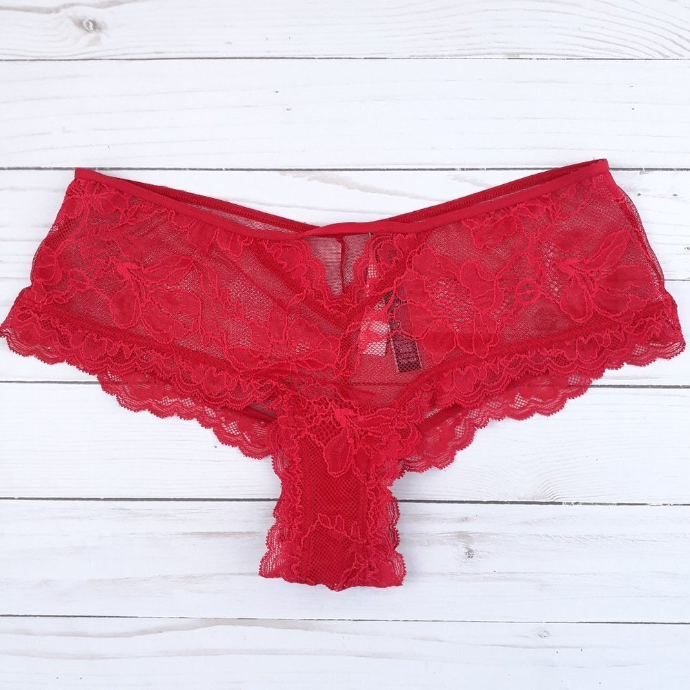 Victorias Secret Panties S Hipster Underwear Sheer Lace Red 8
